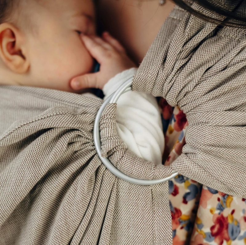 LennyLamb Ring Sling - Peanut Butter Broken Twill Wave